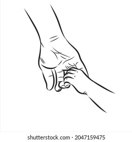 Holding hand, line vector illustration