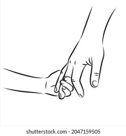 Holding hand, line vector illustration
