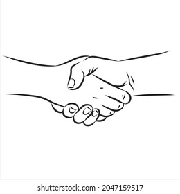Holding hand, line vector illustration