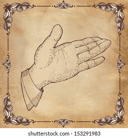 The holding hand with open palm gesture 