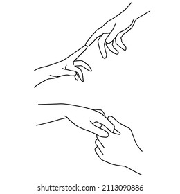 Holding hands. Hands collection. Saint Valentine`s day vector set. In minimalist style. Ideal for printing, design, postcards, posters.	
