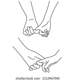 Holding hands. Hands collection. Saint Valentine`s day vector set. In minimalist style. Ideal for printing, design, postcards, posters.