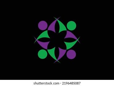 Holding Hands Community Logo Template Design Human Head Community Logo