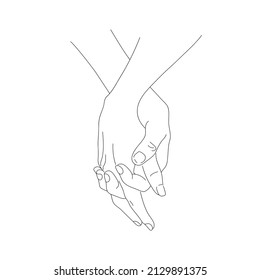 Holding Hands. Hands Couple Line Drawing. Trendy Minimalist Prints Wall Art Design. Hand Holding together, Concept romance supports love