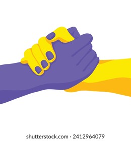 Holding hands flat vector illustration.