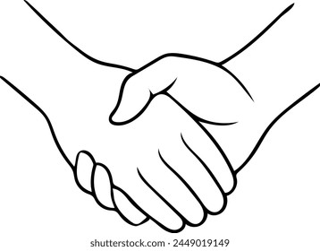 Holding hands hand drawn line art