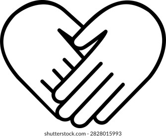 Holding hands in heart shape icon