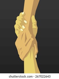 Holding hands to help each other