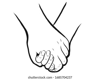 Holding Hands Illustration Vector Outlines Stock Vector (Royalty Free ...