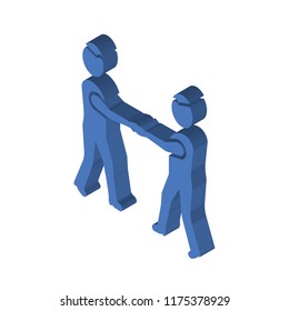 Holding Hands isometric left top view 3D icon