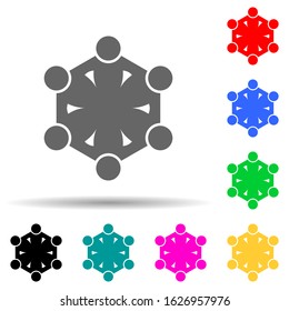 holding hands multi color style icon. Simple glyph, flat vector of conversation and friendship icons for ui and ux, website or mobile application