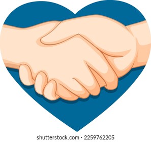 Holding hands on heart background illustration