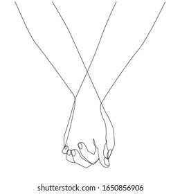 Händchen eine Linie, die auf weißem, isoliertem Hintergrund zeichnet. Vektorillustration