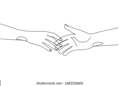 Holding Hands One Line Drawing On Stock Vector (Royalty Free) 1682320603
