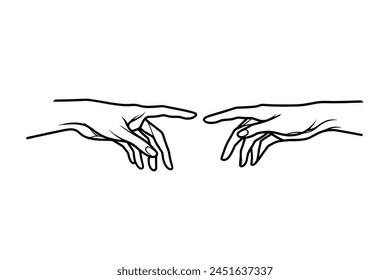 Holding hands one line drawing on white isolated background. Vector illustration.