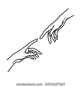 Holding hands one line drawing on white isolated background. Vector illustration.