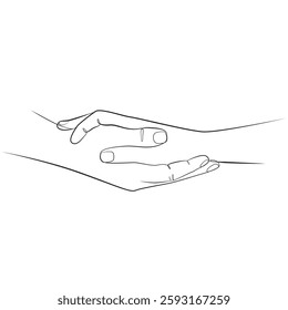 Holding hands one line drawing on white isolated background
