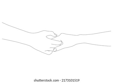 Holding Hands Palms One Line Hands Stock Vector (Royalty Free ...