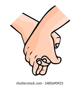 holding hands promise for friendship on white background