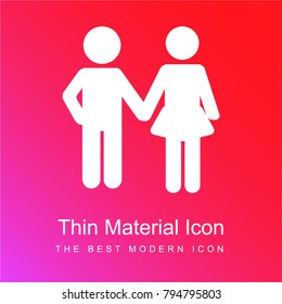 Holding Hands red and pink gradient material white icon minimal design