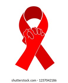 Holding Hands Red Ribbon World Aids Stock Vector (royalty Free 