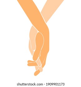 Holding hands. Romantic valentine day element for use in design valentine day card, party invitation, wedding poster, wallpaper t shirt print etc