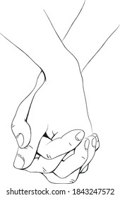 Holding hands simple drawing vector