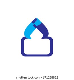 holding hands symbol in curve design vector 