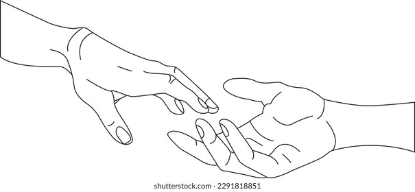 Holding Hands with two different hand coming together to hold