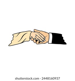 holding hands wedding couple vector illustration