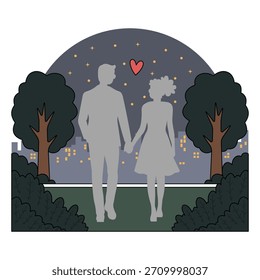 Segurando as mãos enquanto a ilustração caminhando é adequado para Valentine romântico.