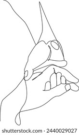 holding hands of your partner vector lline art illustration