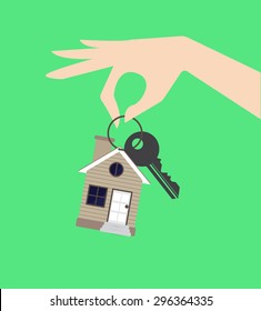 Holding house key , vector illustration