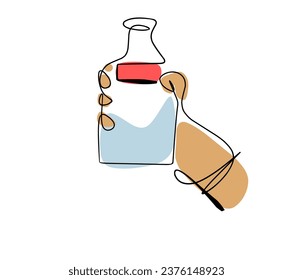 holding an infusion bottle one continuous line drawing