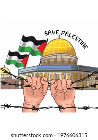 Holding The Iron Net With Both Hands Save Palestine