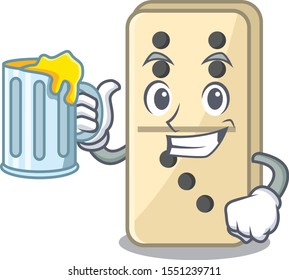 holding juice cartoon style of domino cute isolated