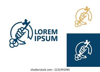 Holding key logo template design vector