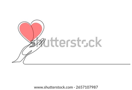 Holding Love with hand continuous line art drawing