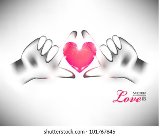 holding love and hearts with hand vector design
