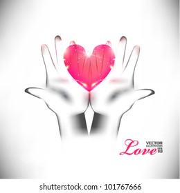 holding love and hearts with hand vector design