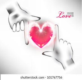 holding love and hearts with hand vector design