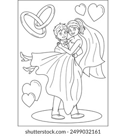 holding love wedding coloring book page for kids or grown adults creative coloring mindful relaxation activity