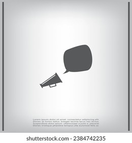 holding megaphone with bubble speech