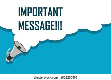 Manteniendo el megáfono con una importante burbuja de discurso de mensajes. Altavoz. Cartel para negocios, marketing y publicidad.  Vector plano