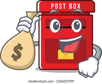 holding money bag happy mailbox in with cartoon cute