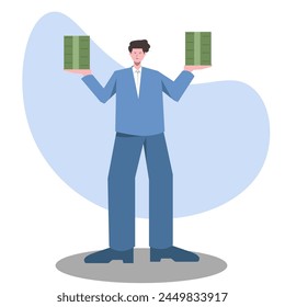 
holding money, making a profit, success, finance, growing, suitable for business themes.