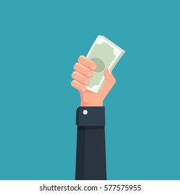 Holding the money. Vector illustration.