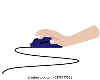 holding a mouse on a white background.