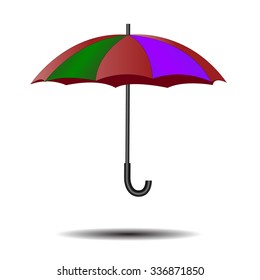 Holding multicolored umbrella isolated