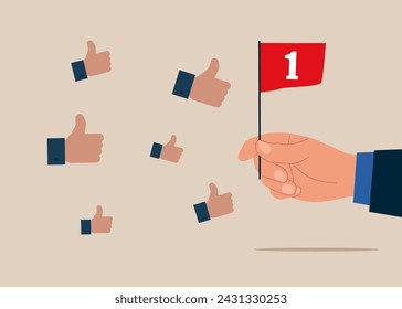 Die Flagge Nummer eins des Sieges. Moderne Vektor-Illustration im flachen Stil

